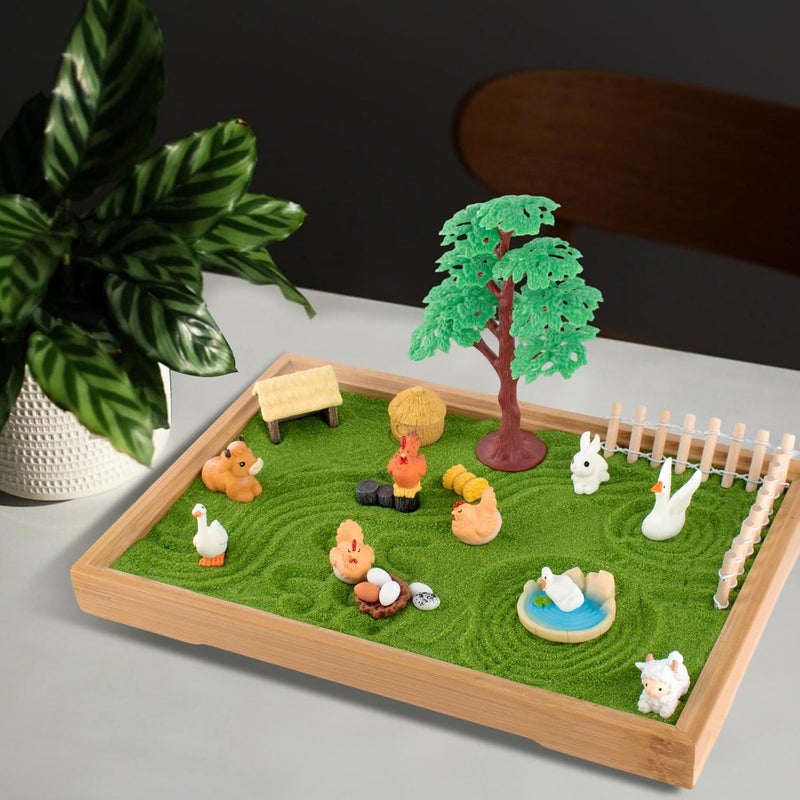 YSSPPOY 31 Pcs Zen Garden Kit for Desk, Mini Zen Sand Garden with Wooden Tray & Rake, Japanese Gift Set for Home, Office Desk Decor - Image 5